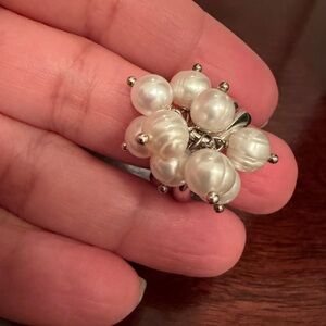 Honora sterling Silver culture Pearls Cluster Ring beautiful size 7